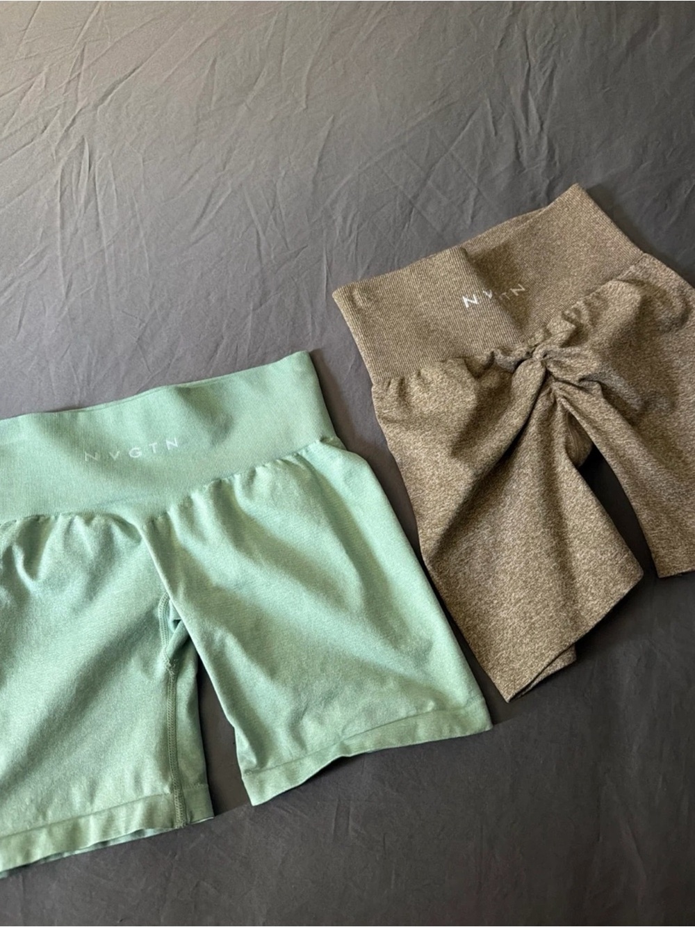 NVGTN High-Waist Bike Shorts in Mint and Taupe